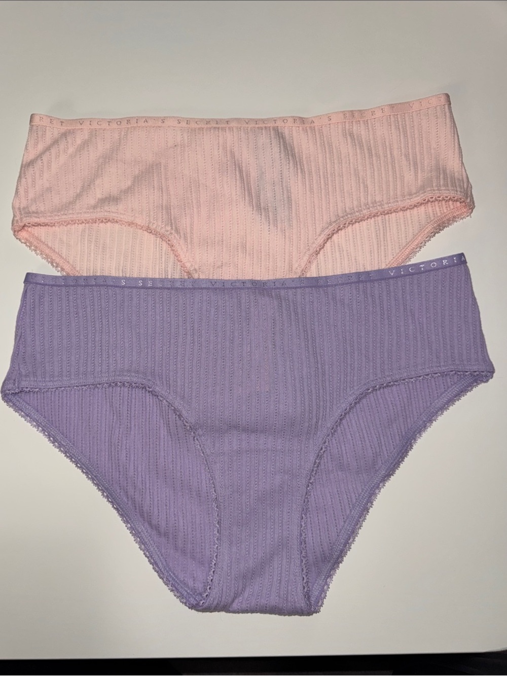 Brand New w/tags Victoria's Secret Ribbed Bikini Panty Duo - Pink & Lavender
